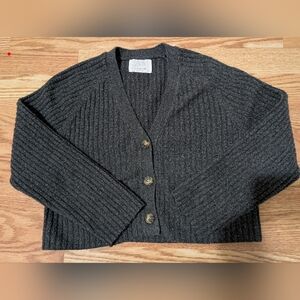 Zara Girls Charcoal Ribbed Cardigan 11/12